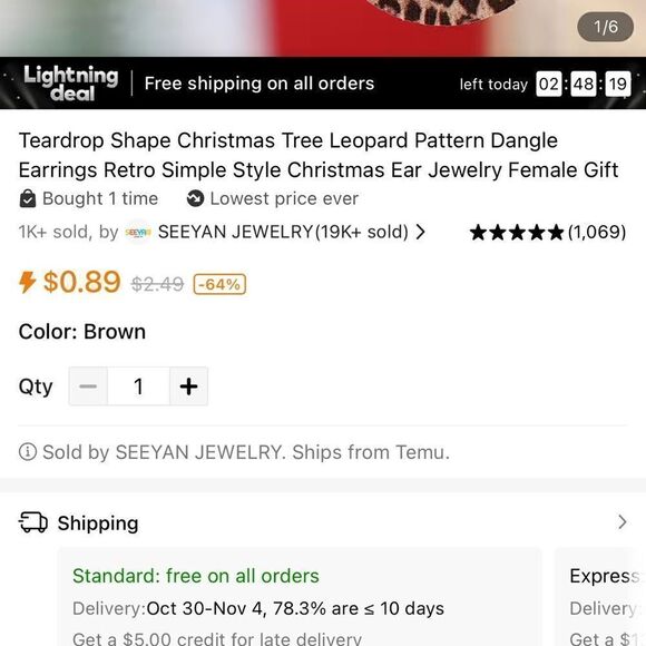 NWT 2 pair Christmas Holiday Santa Tear Drop Earrings Dangle Leopard Print Trees - Picture 6 of 6